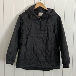 Quilted Packable Popover Puffer Jacket in Black